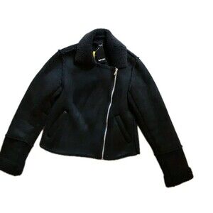 Esmoara Jacket Suede Moto Women's Size 8  Fleece Lining Black